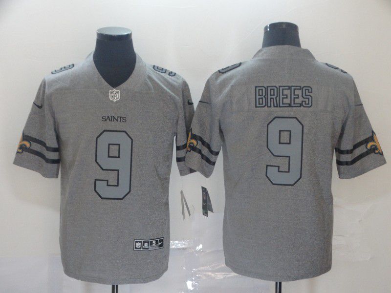 Men New Orleans Saints 9 Brees Grey Retro Nike NFL Jerseys